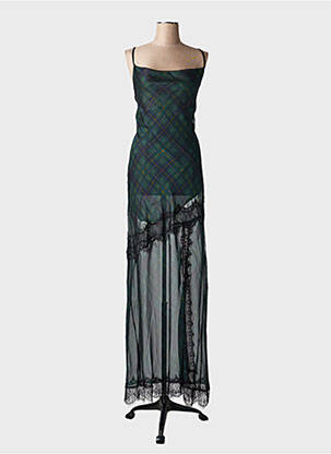 Robe longue imprimé fantaisie sans manche vert LUMINA femme