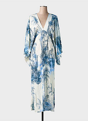 Robe longue manches longues manches longues bleu LUMINA femme