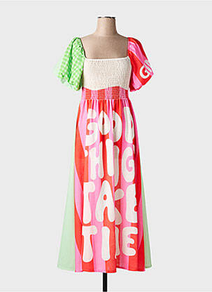 Robe longue imprimé fantaisie manches courtes rouge CIVICO 1 femme