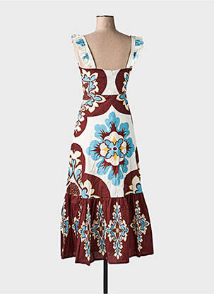 Robe mi-longue imprimé fantaisie sans manche marron CIVICO 1 femme