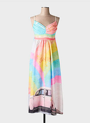 Robe mi-longue imprimé fantaisie fines bretelles rose CIVICO 1 femme