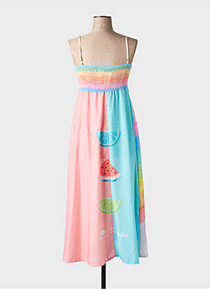 Robe mi-longue imprimé fantaisie fines bretelles rose CIVICO 1 femme