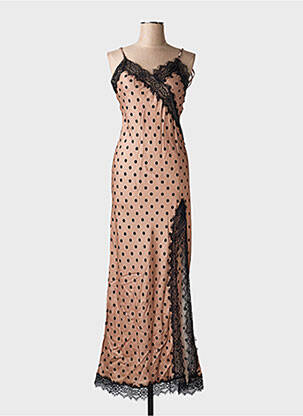 Robe longue coupe cintrée fines bretelles marron LUMINA femme