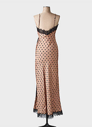 Robe longue coupe cintrée fines bretelles marron LUMINA femme