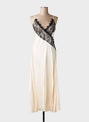 Robe longue coupe cintrée fines bretelles beige clair KING KONG femme