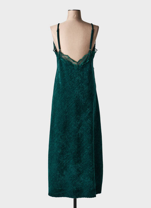 Robe longue manches bretelles ajustables fines bretelles vert LUMINA femme