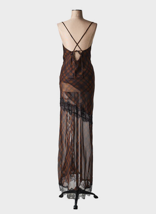 Robe longue imprimé fantaisie sans manche marron LUMINA femme