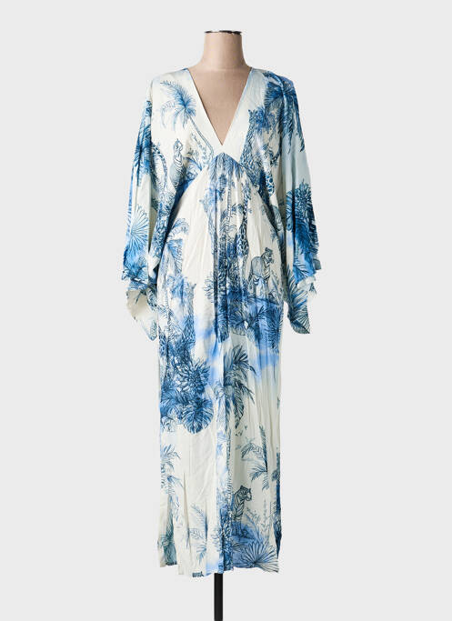 Robe longue manches longues manches longues bleu LUMINA femme