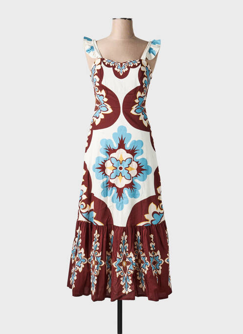 Robe mi-longue imprimé fantaisie sans manche marron CIVICO 1 femme