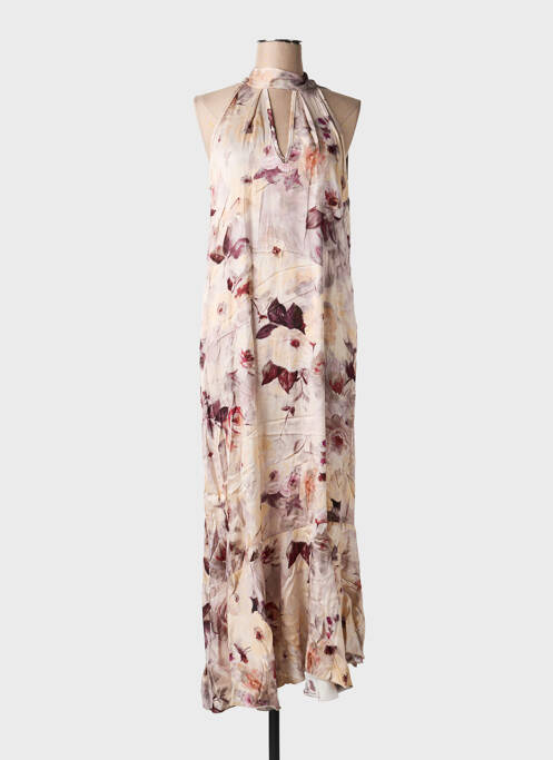Robe longue imprimé fantaisie sans manche beige ANGELA DAVIS femme