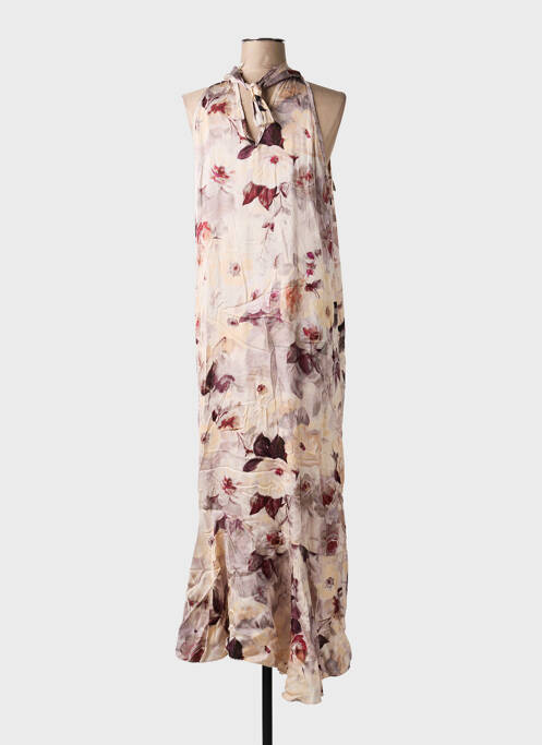 Robe longue imprimé fantaisie sans manche beige ANGELA DAVIS femme