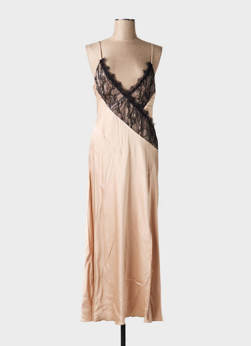 Robe longue coupe cintrée fines bretelles beige KING KONG femme