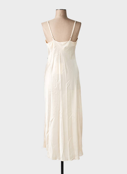 Robe longue coupe cintrée fines bretelles beige clair KING KONG femme