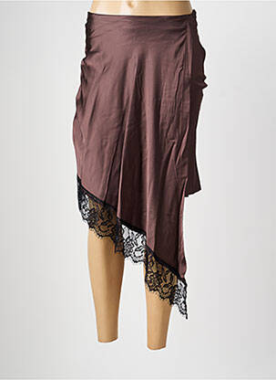 Jupe mi-longue stretch marron KING KONG femme