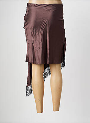 Jupe mi-longue stretch marron KING KONG femme