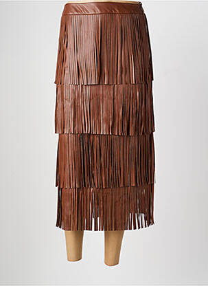 Jupe longue coupe droite marron LUMINA femme