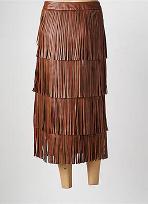 Jupe longue coupe droite marron LUMINA femme