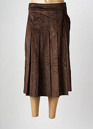 Jupe mi-longue taille à pinces marron ANGELA DAVIS femme