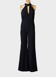 Combi-pantalon tissage crêpe sans manche noir ANGELA DAVIS femme