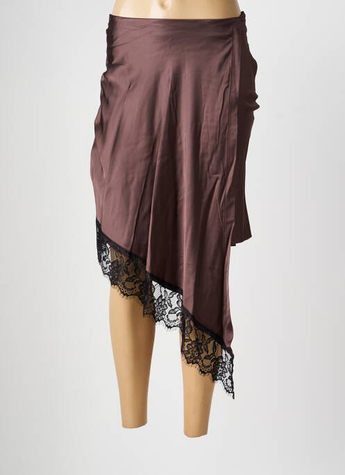 Jupe mi-longue stretch marron KING KONG femme