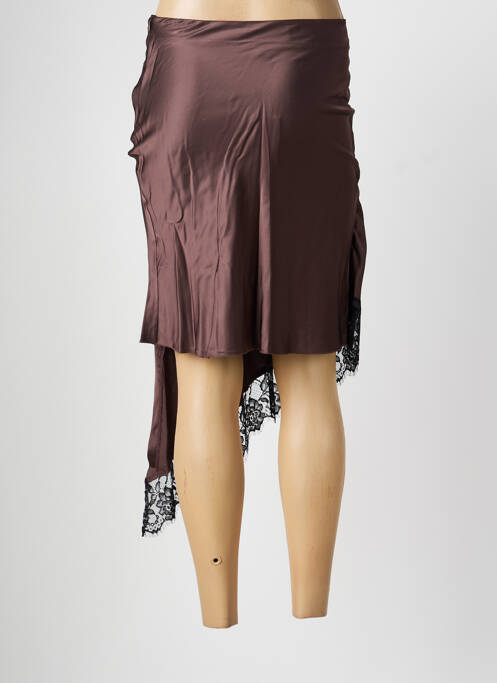 Jupe mi-longue stretch marron KING KONG femme