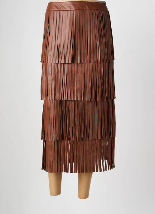 Jupe longue coupe droite marron LUMINA femme