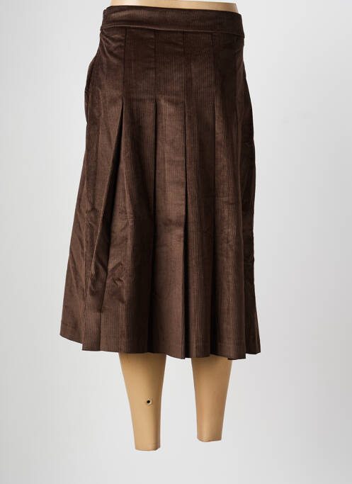 Jupe mi-longue taille à pinces marron ANGELA DAVIS femme