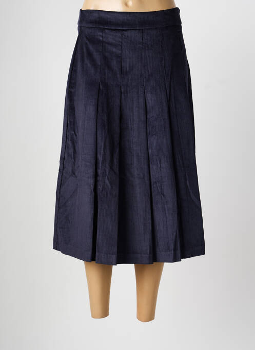 Jupe mi-longue taille à pinces bleu ANGELA DAVIS femme