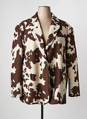 Manteau long coupe droite sans capuche marron LUMINA femme