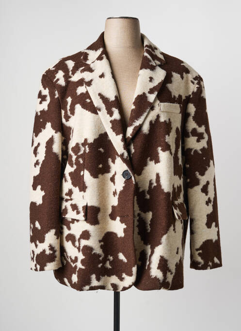 Manteau long coupe droite sans capuche marron LUMINA femme
