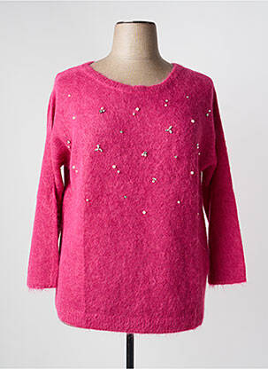 Pull resserrée sur le bas manches 3/4 rose VOLPATO femme