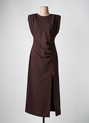 Robe longue manches courtes manches courtes marron KING KONG femme