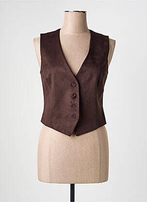 Gilet sans manche poches marron fonce ANGELA DAVIS femme