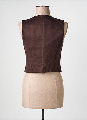 Gilet sans manche poches marron fonce ANGELA DAVIS femme