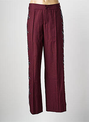 Pantalon large fermeture zippée sous rabat boutonné taille haute rouge CIVICO 1 femme