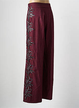 Pantalon large fermeture zippée sous rabat boutonné taille haute rouge CIVICO 1 femme
