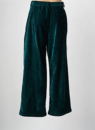 Pantalon large fermeture zippée sous rabat boutonné taille haute vert LUMINA femme
