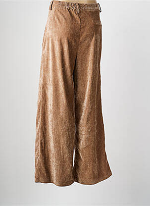 Pantalon large fermeture zippée sous rabat boutonné taille haute marron LUMINA femme
