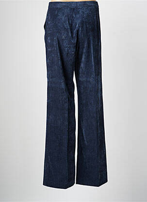 Pantalon large fermeture zippée sous rabat boutonné taille haute bleu DIANA GALLESI femme