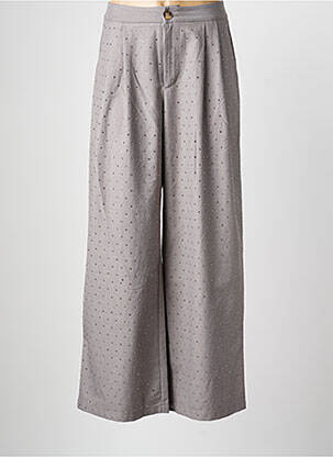Pantalon large fermeture zippée sous rabat boutonné taille haute gris CIVICO 1 femme