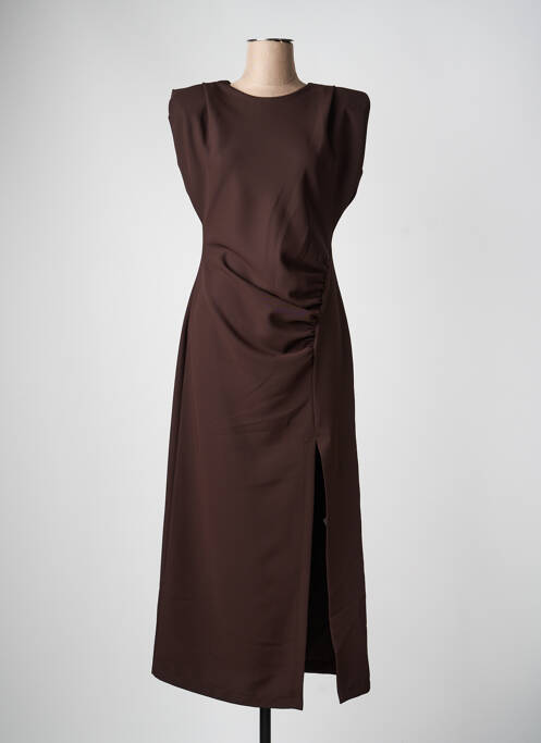 Robe longue manches courtes manches courtes marron KING KONG femme
