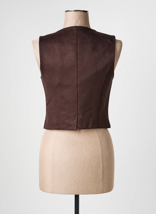 Gilet sans manche poches marron fonce ANGELA DAVIS femme