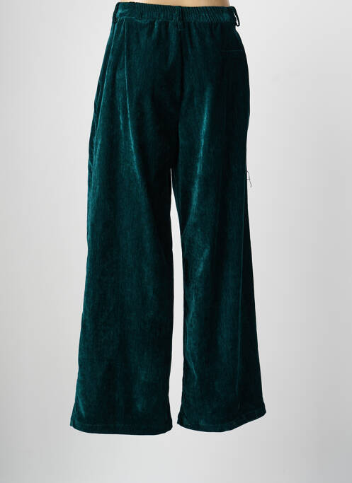 Pantalon large fermeture zippée sous rabat boutonné taille haute vert LUMINA femme