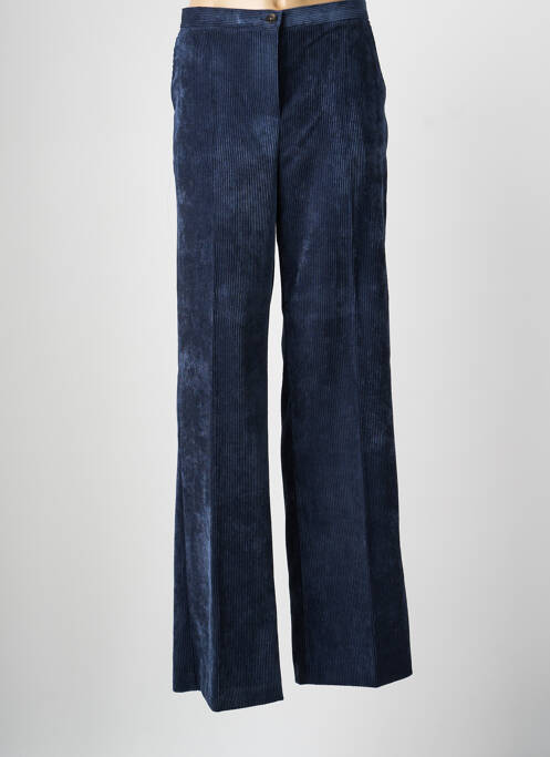 Pantalon large fermeture zippée sous rabat boutonné taille haute bleu DIANA GALLESI femme