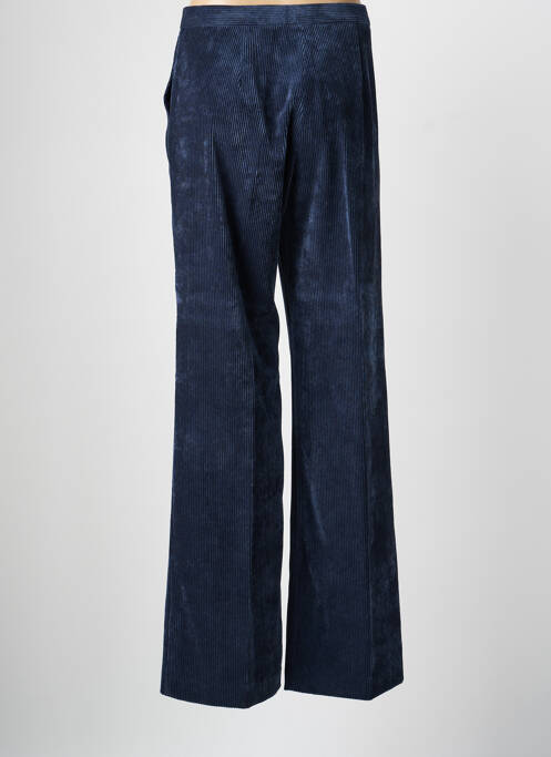 Pantalon large fermeture zippée sous rabat boutonné taille haute bleu DIANA GALLESI femme