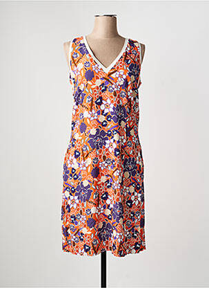 Robe mi-longue imprimé fleurs sans manche orange MERI & ESCA femme