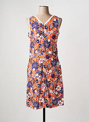 Robe mi-longue imprimé fleurs sans manche orange MERI & ESCA femme