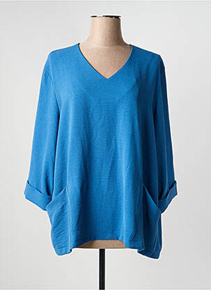 Blouse manches 3/4 manches 3/4 bleu KAKIE femme