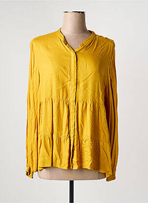 Chemisier tissage popeline manches longues jaune SIGNATURE femme