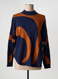 Pull stretch manches longues bleu SIGNATURE femme